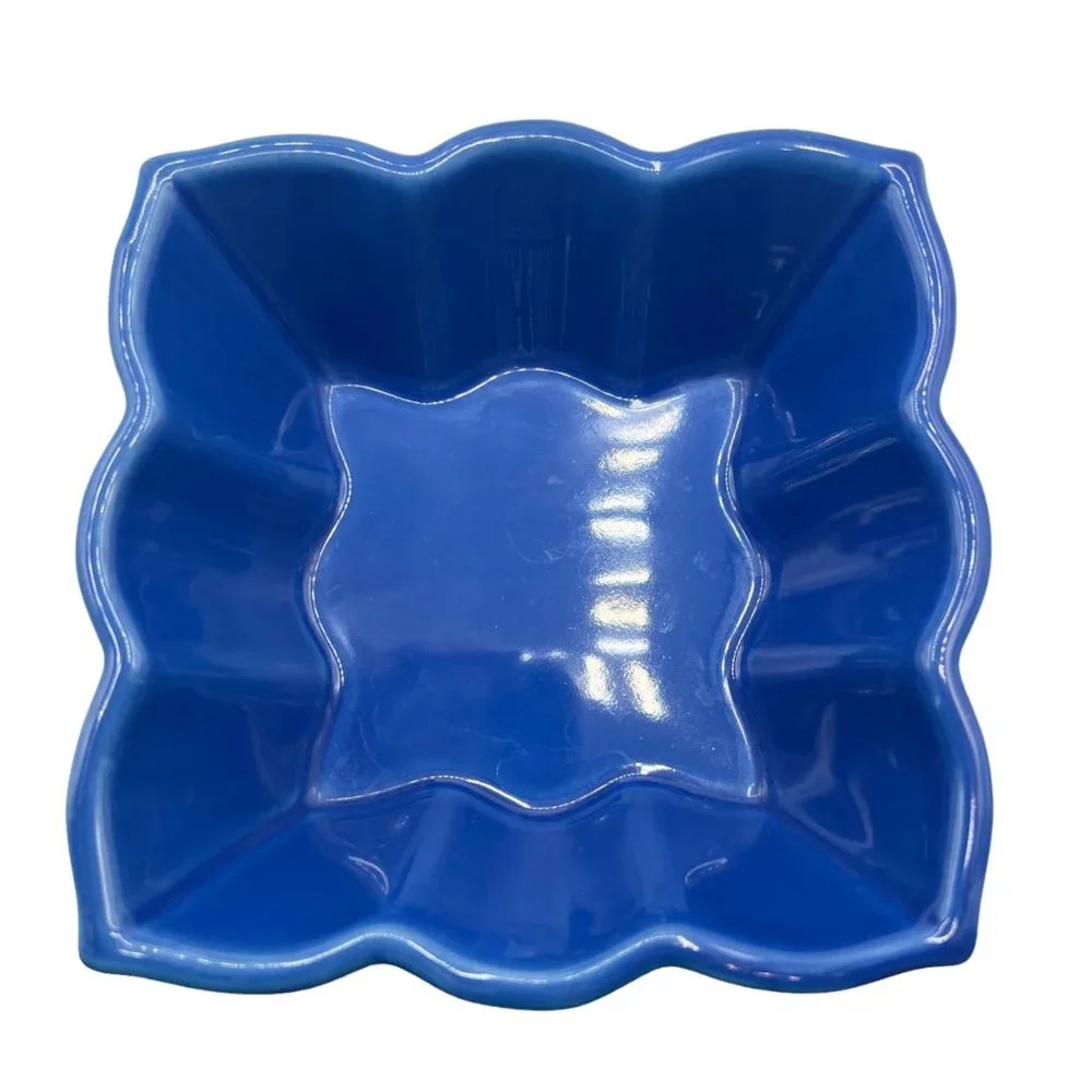 Chantal Talavera Square Baking Dish Collection Blue 2006 Pottery Scalloped Edge